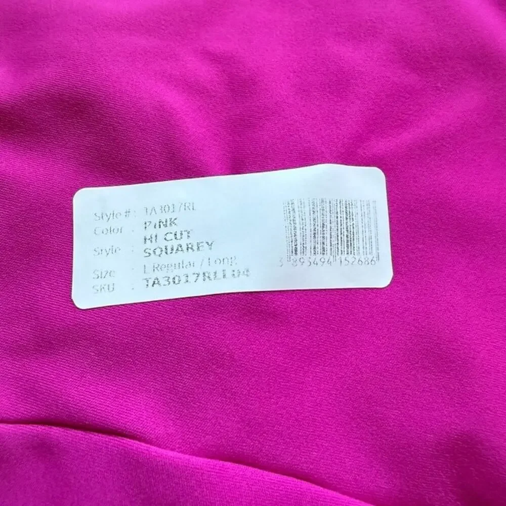 ta3 hi cut squarey one piece swim in pink, women size large regular / long